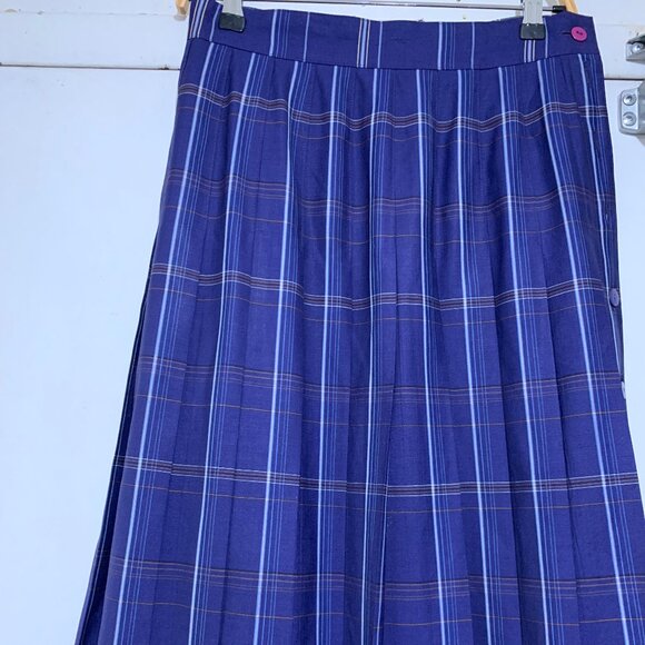 VINTAGE LAUREL MAXI WOOL PLAID PLEATED SKIRTS SIZE 28 - Picture 8 of 9